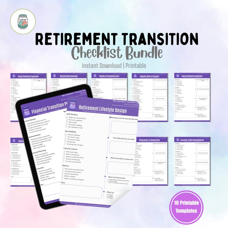 Retirement Transition Photo Examples Retirement Transition Checklist Bundle – 10 Printable Templates (PDF ...