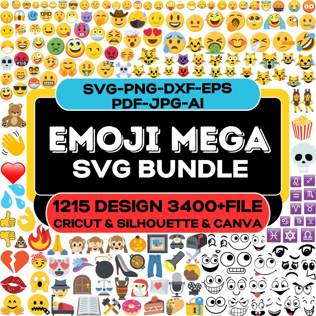 Smiley Header Emoji Svg Bundle, Smiley Face Designs, Cartoon Emotion and Clipart PNG ...