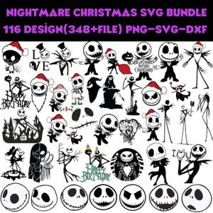 Alptraum SVG-Bundle: Jack und Sally, Winter und Weihnachten Designs (Instant Download)