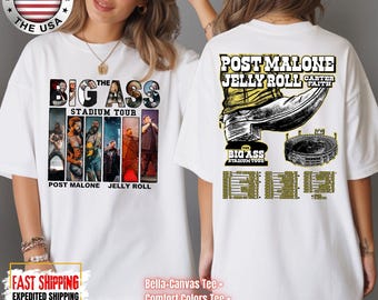 Post Malone Jelly Roll Big Ass Stadium 2026 Tour Shirt, Rap Music Shirt, Jelly Roll Concert Sweatshirt, Comfort Colors, Bella Canvas, Gildan