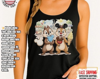 Camiseta sin mangas divertida de Chip y Dale de Disneyland, camiseta sin mangas de helados de los parques Disney, camiseta sin mangas de Chip y Dale de Doble Problema, camiseta sin mangas familiar de Magic Kingdom