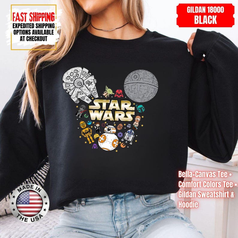 Disney Star Wars Shirt, Mandalorian Sweatshirt, Darth Vader Comfort Colors Shirt, Chewbacca Shirt, Star Jedi Shirt, Luke Skywalker Tee image 16