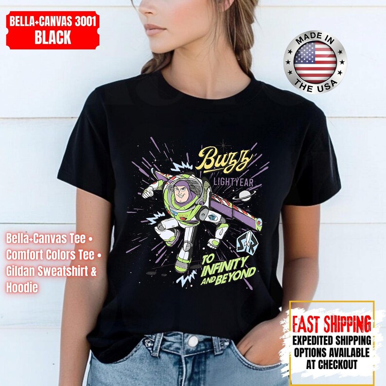Camiseta retro de Buzz Lightyear: "To Infinity and Beyond", camiseta de Toy Story Pixar Disney, camiseta de Space Ranger, ideal para viajes familiares a Disneyland. imagen 9