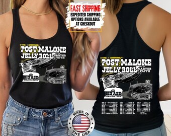 Post Malone Jelly Roll Big Ass Stadium 2026 Tour Tank Top, Rap Music Tank Top, Jelly Roll Concert Tank Top, Jelly Roll Concert Tank Top