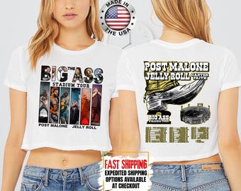 Post Malone Jelly Roll Big Ass Stadium 2026 Tour Crop Top, Rap Music Crop Top, Jelly Roll Concert Crop Top, Jelly Roll Concert Crop Top