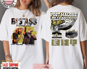 Post Malone Jelly Roll Big Ass Stadium 2026 Tour Shirt, Rap Music Shirt, Jelly Roll Concert Sweatshirt, Comfort Colors, Bella Canvas, Gildan