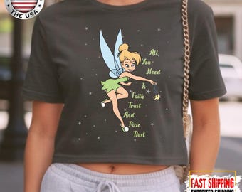 Disney Tinkerbell Crop Top, Disney Princess Tinkerbell Crop Top, Disney Matching Crop Top, Magic Kingdom Crop Top