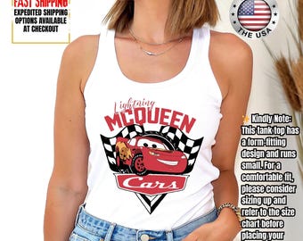 Disney Cars Tank Top, Lightning McQueen Mater Doc Hudson Sally Carrera Birthday Cars Family Tank Top, Disney Girl Trip Tank Top