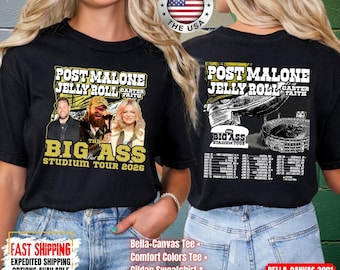 Post Malone Jelly Roll Big Ass Stadium 2026 Tour Shirt, Rap Music Shirt, Jelly Roll Concert Sweatshirt, Comfort Colors, Bella Canvas, Gildan