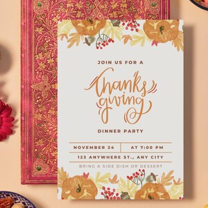 Thanksgiving Dinner Invitation: Custom Fall Invite (Digital Download)