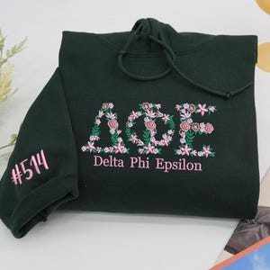 Embroidered Floral Letter Hoodie - Custom University Greek Apparel - Sorority Gift