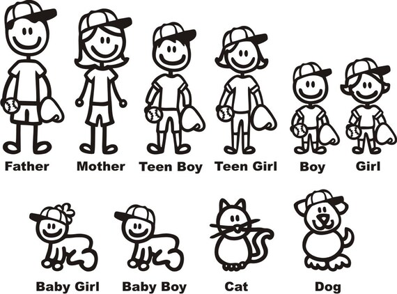 Baseball Familie Strichmannchen Vinyl Aufkleber Auto Fenster Etsy