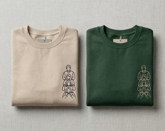 Custom Photo Embroidered Tees, Sketch from Photo, Personalised Couple or Family Portrait Tshirt, Line Art Embroidery Gift