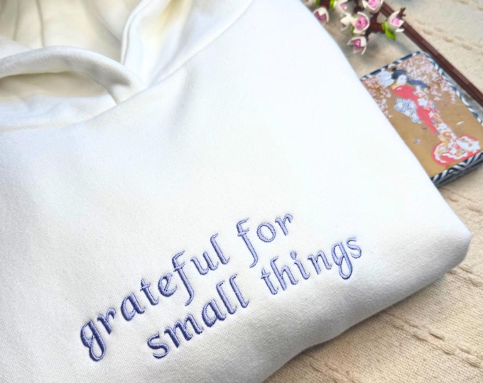 Custom Embroidered Sweatshirt or Hoodie: Personalized Text, Unisex Fit