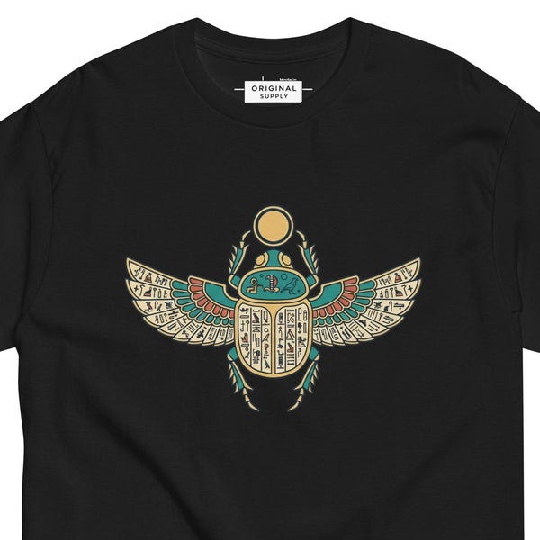 Camiseta unisex con escarabajo egipcio alado | Símbolo retro de Horus | Regalo para entusiastas del Antiguo Egipto