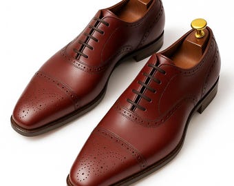 Handmade Two-Tone Leather Wingtip Oxford Brogues: Spectator Dress Shoes