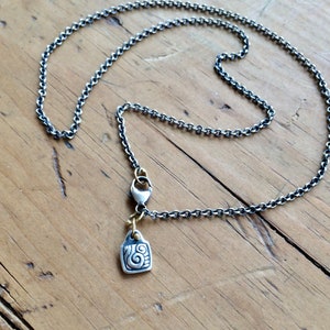 Fine chain w/ Water name tag Sterling & 18k by Dana Schneider