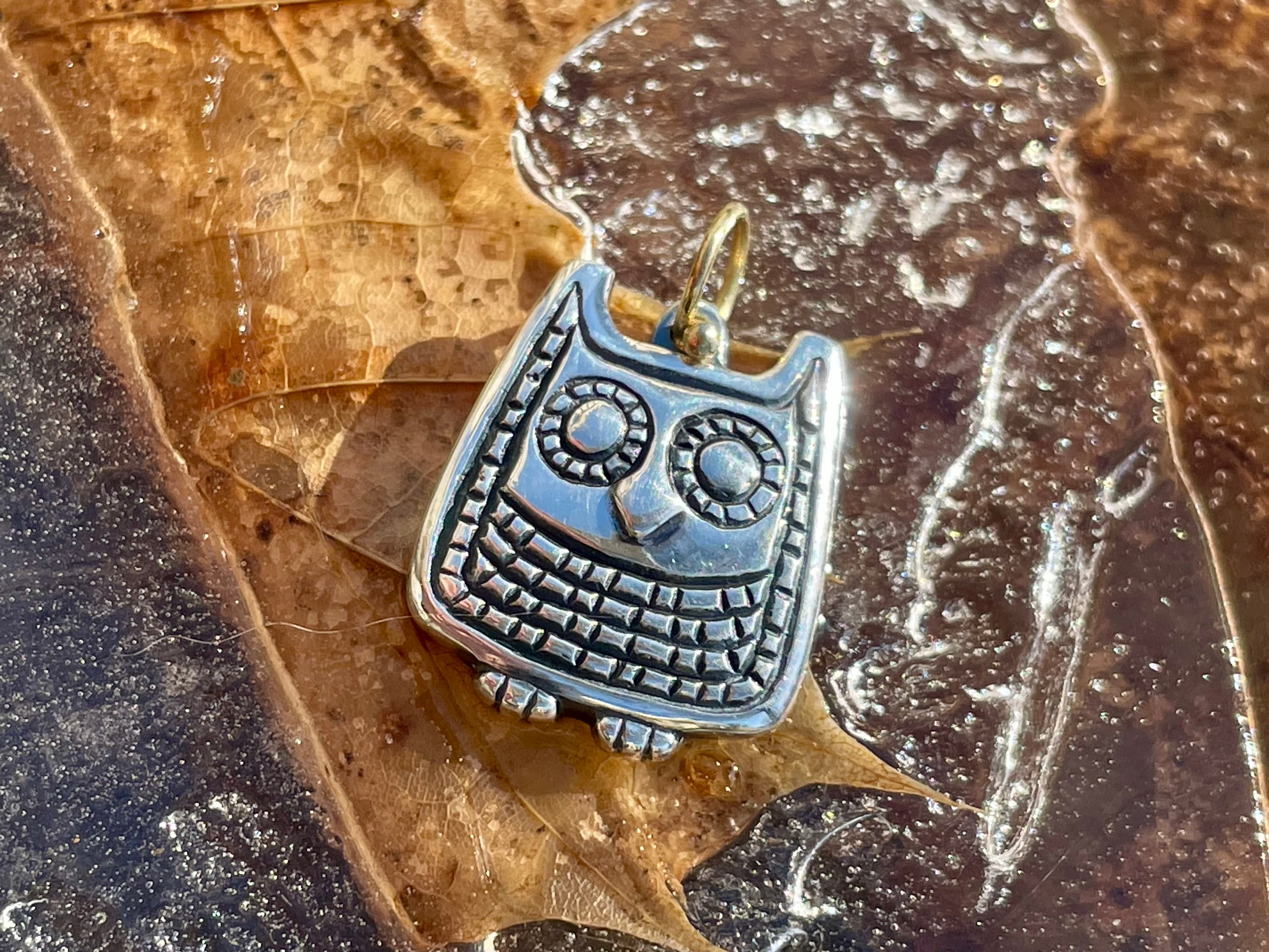 Nordic Owl Sterling & 18k pendant  DANA SCHNEIDER