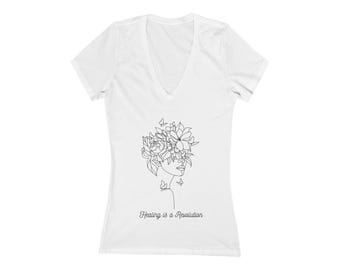 Healing & Strength Womens Deep V Neck T Shirt Inspirational Clothing