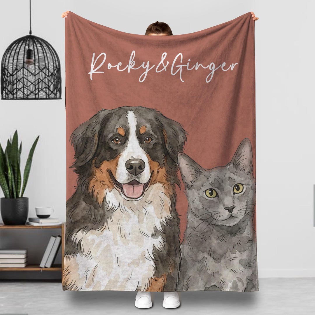 Custom Pet Photo Blanket, Personalized Dog Picture Blanket With Name ...