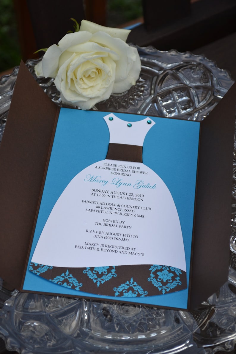 Damask Dress Bridal Shower Invitation image 3