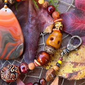 Sunset Lover Agate Pendant Beaded Necklace image 5