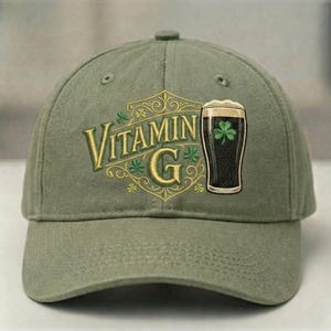 Vitamin G Guinness Hat: St Patricks Day Hat, St Pattys Day, Beer Dad Hat, Irish Drinking Hat, Stout Beer Cap image 2