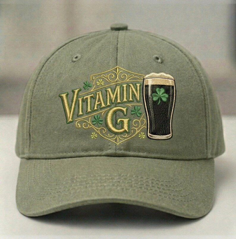 Vitamin G Guinness Hat: St Patricks Day Hat, St Pattys Day, Beer Dad Hat, Irish Drinking Hat, Stout Beer Cap image 2