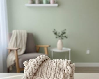 Bolso acogedor de crochet hecho a mano: Monedero suave de mezcla de algodón beige