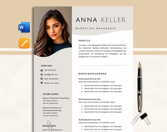 Bewerbungsvorlage Deutsch / Lebenslauf Vorlage Word, Google Docs & Pages / Cv Vorlage Anschreiben, Anlagen, Deckblatt, Motivationsschreiben