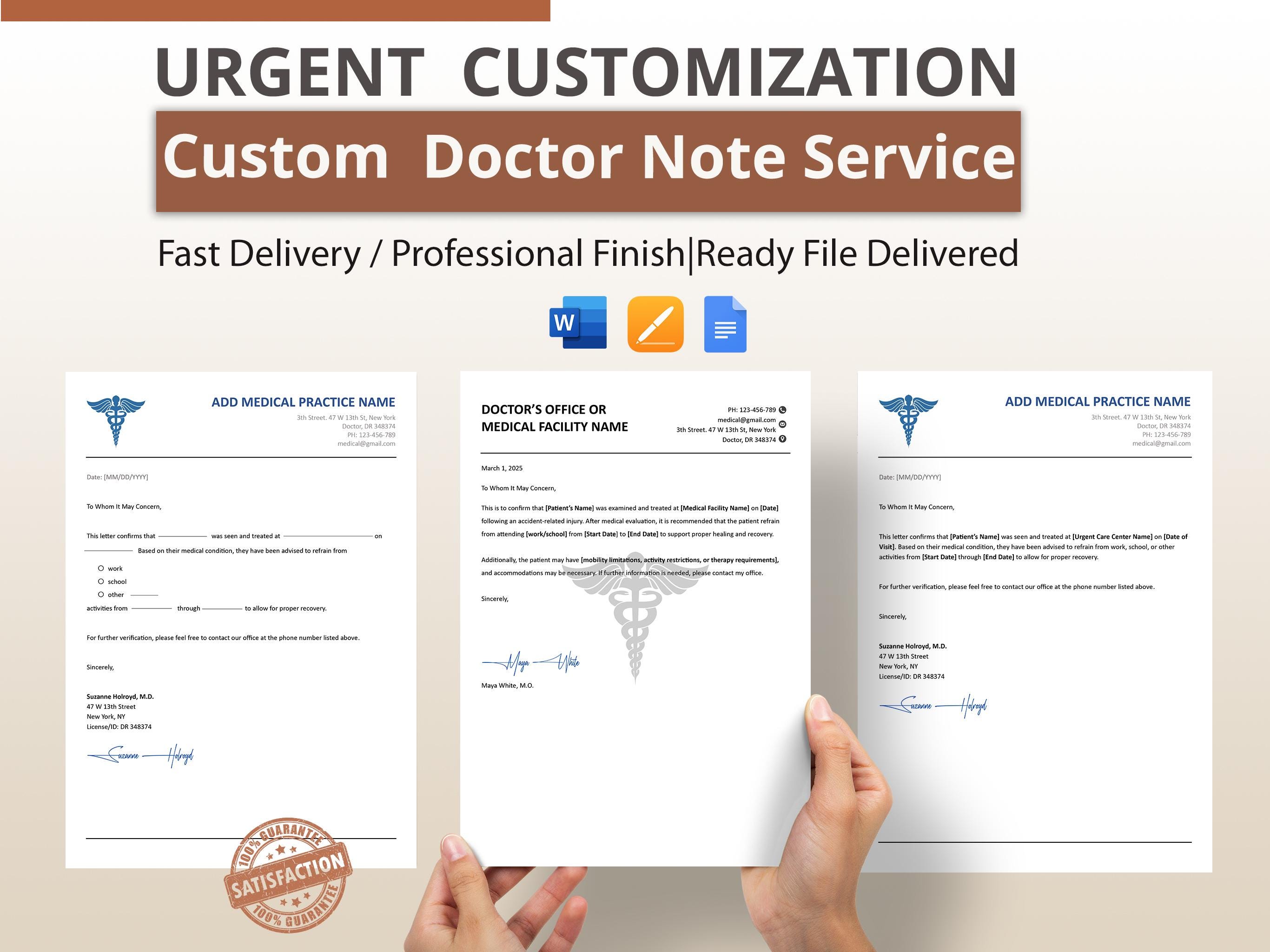 Custom Editing of Excuse Note | Personalize Your Doctor Note | We Edit ...