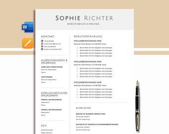 Moderne Bewerbungsvorlage Word Lebenslauf Vorlage Deutsch Bewerbung Vorlage Bewerbungsvorlagen Deutsch CV Vorlage Word Bewerbungsmappe
