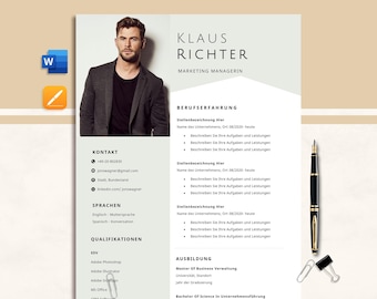 Bewerbungsvorlage Deutsch | Lebenslauf Vorlage Word, Google Docs & Pages | Cv Vorlage Anschreiben, Anlagen, Deckblatt, Motivationsschreiben