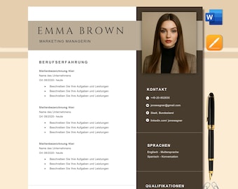 German Resume Template: CV + Cover Letter, Editable in Word/Pages