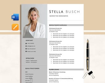 Lebenslauf Vorlage kaufen, professionalelle Bewerbungsvorlage deutsch, moderne Lebenslaufvorlage für Word & Pages, Lebenslauf zum Ausfüllen
