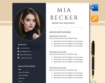 German Resume Template: CV + Cover Letter - Editable Word/Pages