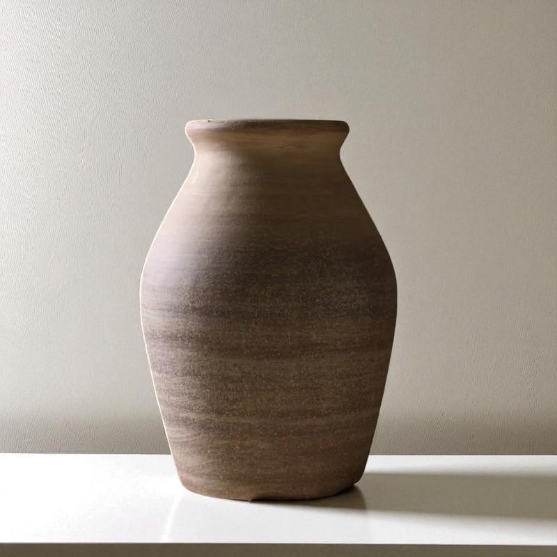 レトロ陶器の花瓶 – 20.4 cm 手作り陶器 ドライフラワーやホーム