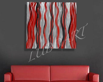 Red black home wall Art-Abstract metal Painting-red black office decor-hotel lobby art-cafe bar decor-patio metal art-Original artist Lubo