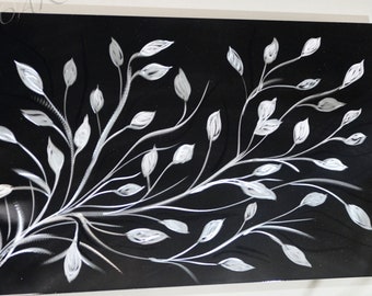 Small home wall decor-Office Black Silver METAL art-porch patio fence art, small art unique gift-handmade artwork by artist Lubo Naydenov