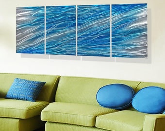 hand made home decor-Abstract metal art painting-bathroom bed room decor-office background-patio fence art-Wind Flow-by Artist Lubo Naydenov