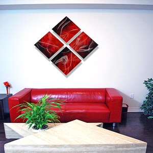 Red and Black Metal Wall Art: Modern Abstract Decor
