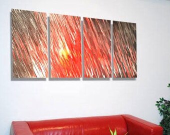 office wall decor-SilverMetal art- home wall decor-coloured light reflective sculpture-Abstract rain art-Original artwork artist Lubo 63x24"