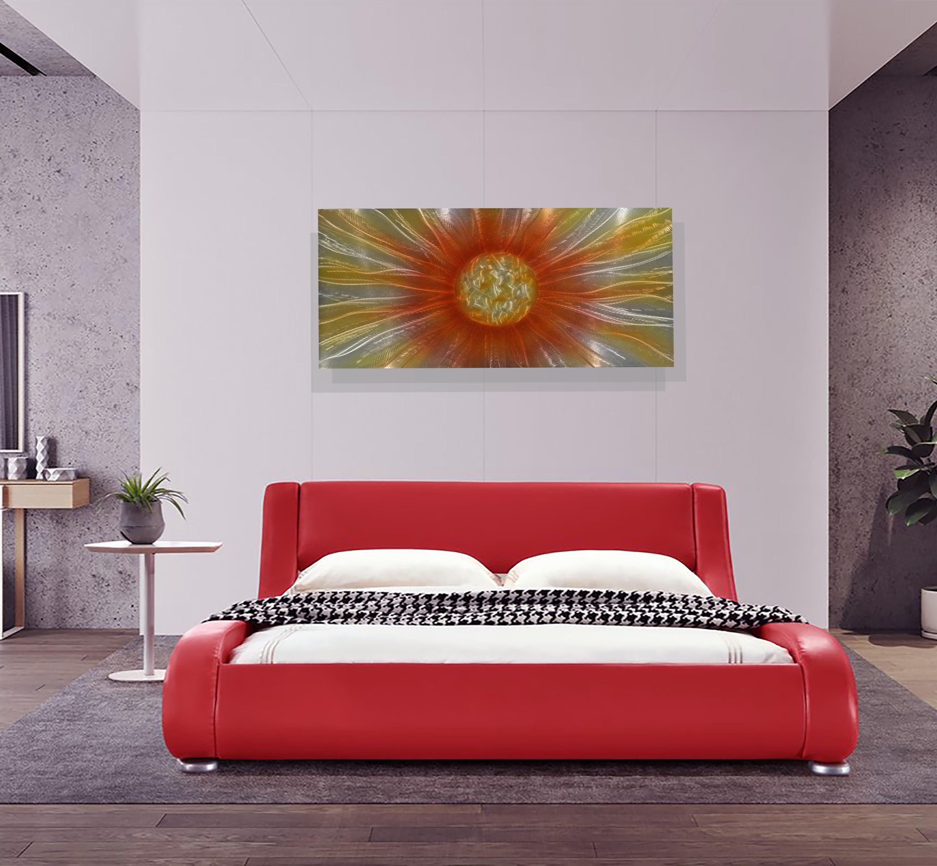 METAL wall art gold yellow red painting home living room Etsy