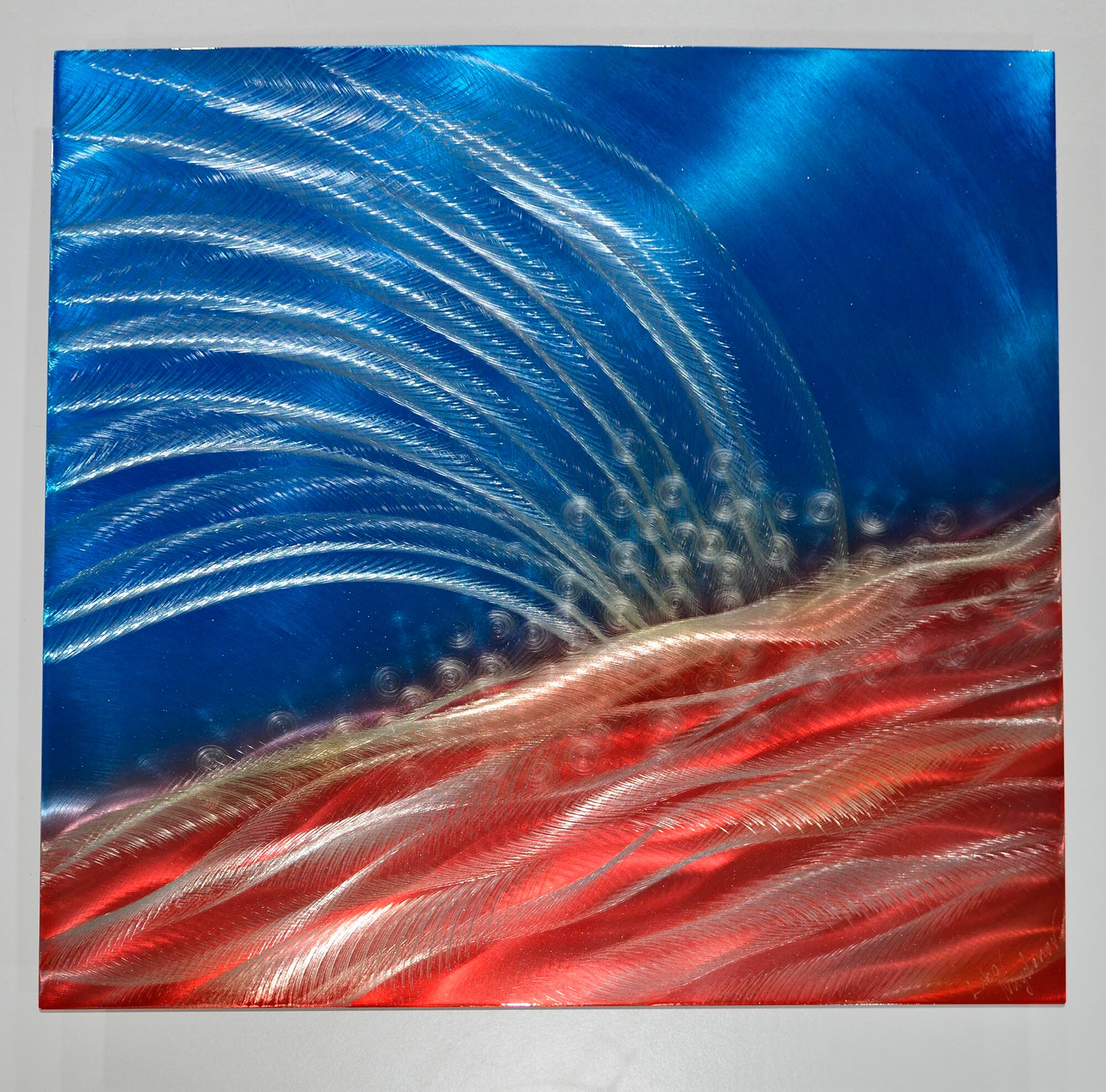 Blue Red Metal Wall Art Modern Abstract Painting Small Wall Etsy