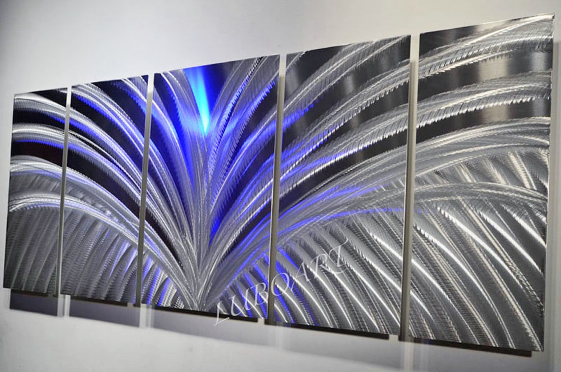 Metal wall art elegant aluminum sculpture LED lights reflect Etsy