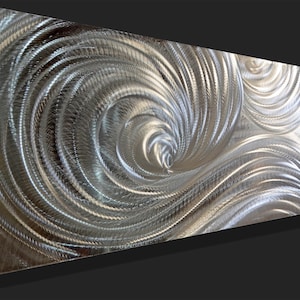 handmade metal home decor-Metal wall decor coloured lights reflect art-ocean wave silver art Large living dining room decor original artist
