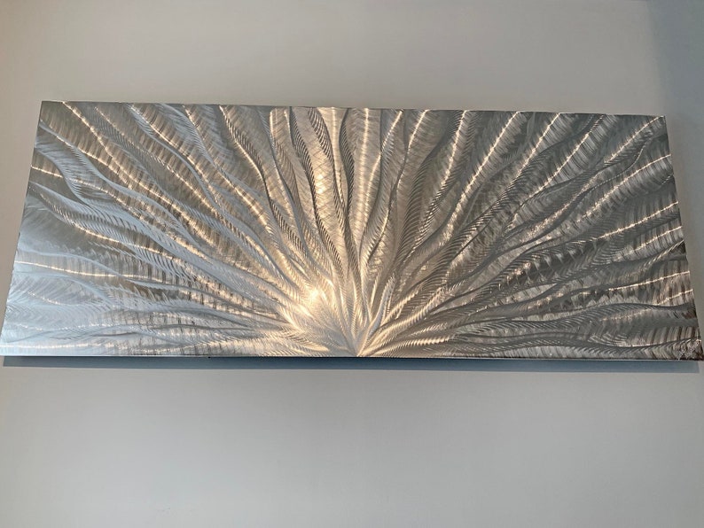 Long Metal Wall Art Silver Grey Decor Halogen RGB LED colour Etsy