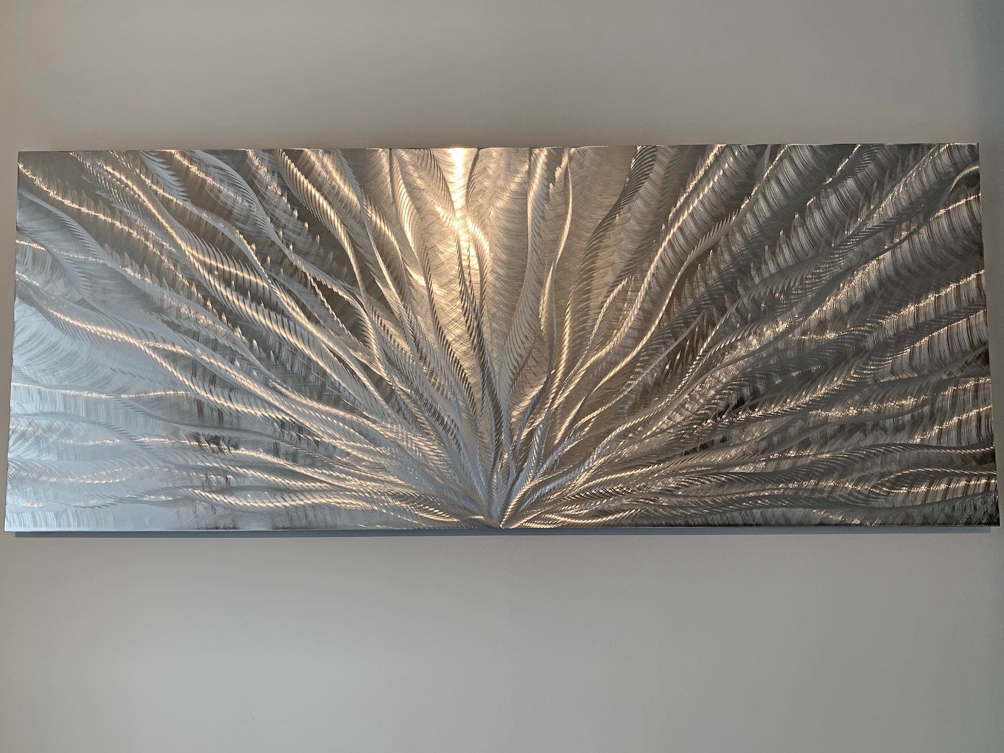 Long Metal Wall Art Silver Grey Decor Halogen RGB LED colour Etsy