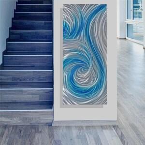 Turquoise wall decor-beach art painting-resort hotel art-bathroom art-patio decor-swimming pool art-handmade not print art-artist Lubo image 7