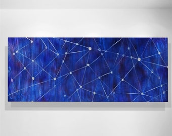 blue violet wall decor-Abstract metal Art painting-bedroom day living room home decor-business office lobby patio Original artwork-Lubo 60"